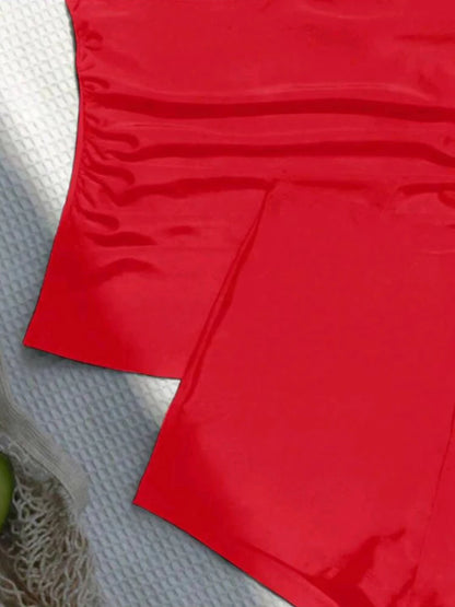 Halter Tankini Solid Swimsuit Women High Waist Swimwear Female Padded Bathing Swim Suit Swimming Beachwear Summer