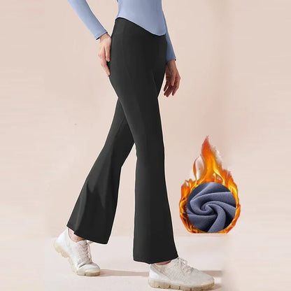 Aiithuug Winter Warm Flared Yoga Pants Women's Fleece Inner High Waist Tight Fit Leggings Workout Fitness Gym Pilates Leggings
