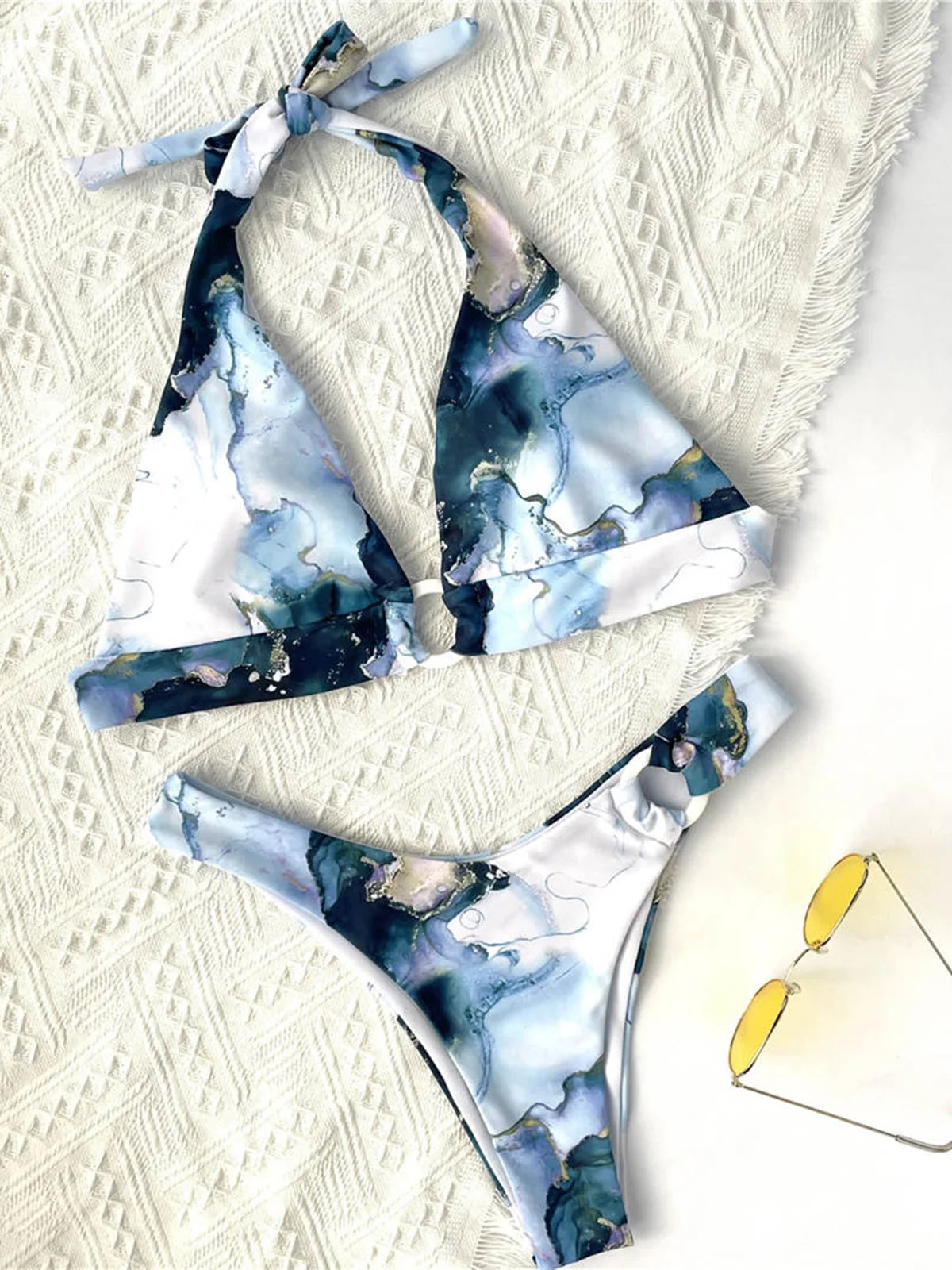Tie Dye Halter Bikini Women Swimwear Female Swimsuit Two-pieces Bikini set Padded Brazilian Bather Bathing Suit Swim Lady