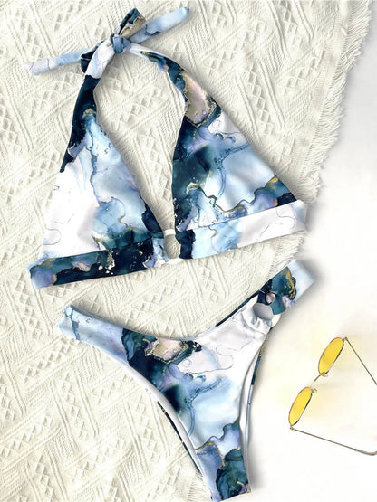 Tie Dye Halter Bikini Women Swimwear Female Swimsuit Two-pieces Bikini set Padded Brazilian Bather Bathing Suit Swim Lady