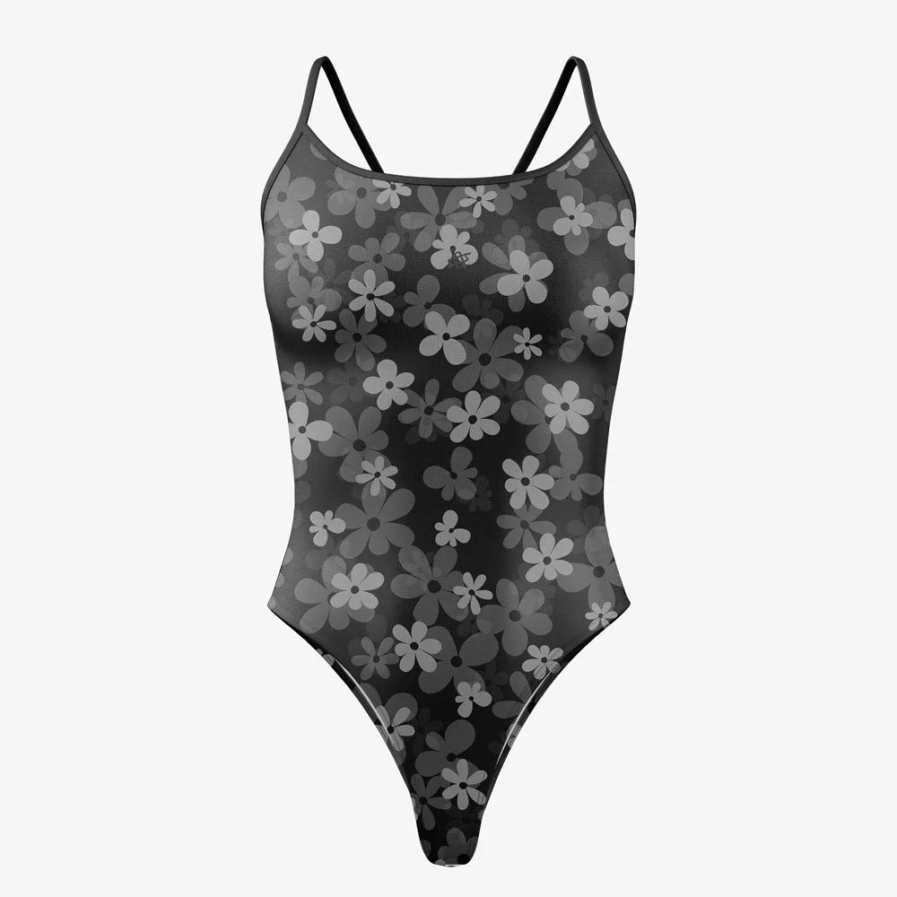 One-piece Swimsuit Print Bathing Suits Competition Swimwear Floral Female Open water Swimming Practice Beachwear