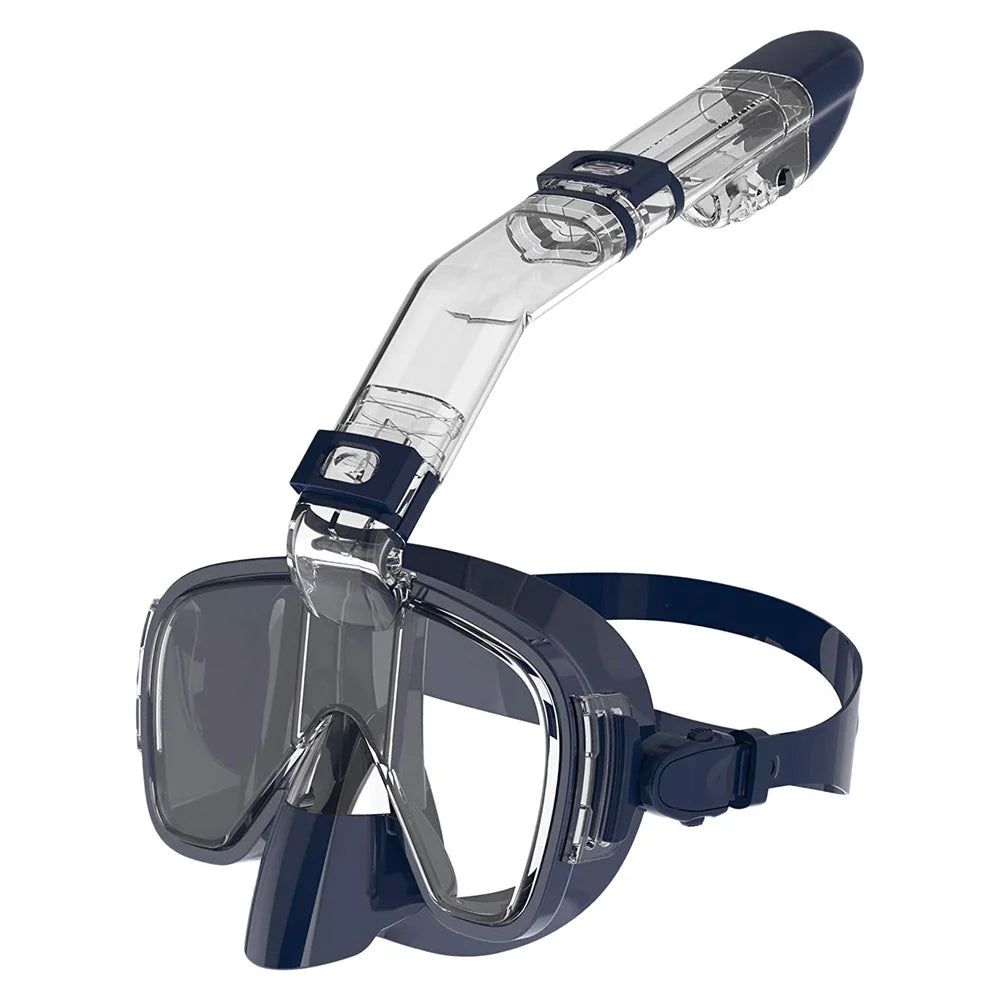 Diving Mask Foldable Anti-Fog Snorkel Mask Set with Full Dry Top System for Free Swim Professional Snorkeling Gear Adults Kids