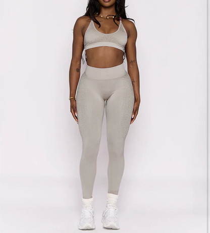 2PCS Pad Women Sport Sets Push Up Yoga Pants Hollow Back Gym Fitness Bra Workout Running Leggings, Seamless Sets