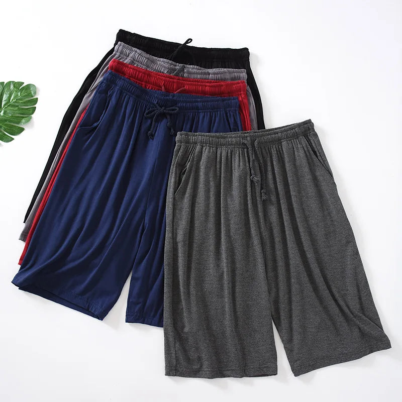 Plus Size 7XL 8XL Casual Sleep Shorts for Men Casual Modal Men's Pajamas Shorts Summer Soft Five Points Cotton Beach Shorts Male