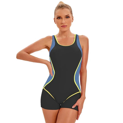 8 colors  Women's Slim Boyleg One Piece Athletic Swimsuit Full Coverage Racerback Bathing Suit for Training