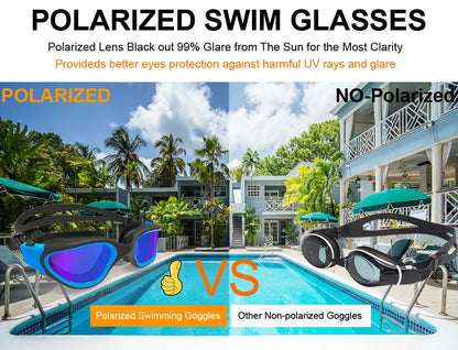 Professional Adult Anti-Fog UV Protection Lens Men Women Polarized Swimming Goggles Waterproof Adjustable Silicone Swim Glasses