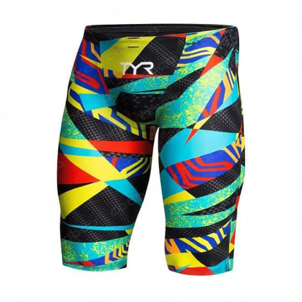 Summer Men's Swim Jammer Swimsuit Shorts Print Beach Surfing Tights Shorts Quick Dry Swimming Trunks Sports Swim Pants Swimwear