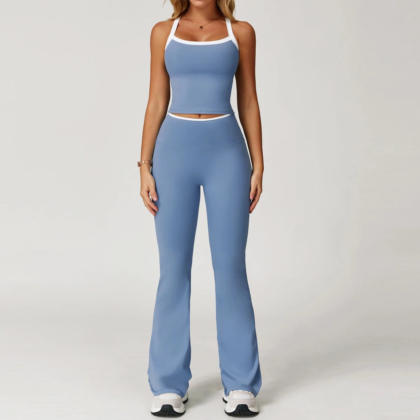 2PCS Women Tracksuit Yoga Set Nude Workout Sets Gym Clothes Push Up Fitness Running Sportwear Sport Bra Leggings Suit