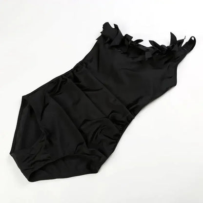 One Piece Swimsuit Female Lace Black Swimwear Women One Shoulder Bathing Suit Plus Size Body Suit Swim Beach Wear Monokini