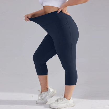 Plus size yoga pants for women Leggings fitness yoga pants with pocket summer sports cropped trousers