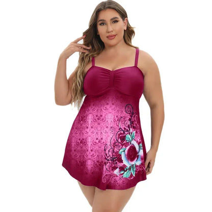 Plus Size 8XL 10XL Swimwear Women Tankini Swim Dress Swimsuit With Bottoms Female Two Pieces Bathing Suit Tankini Swimsuits Beachwear