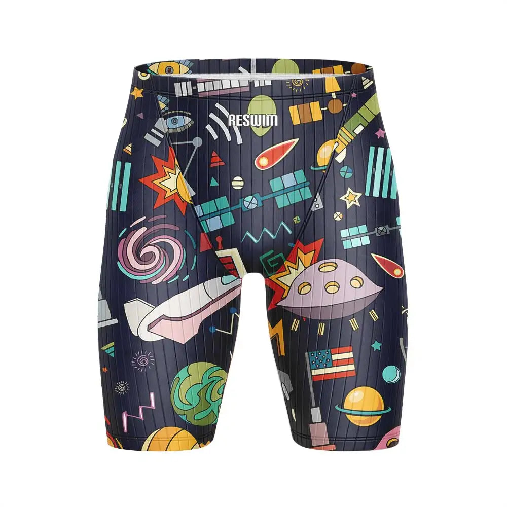 Men's Swim Jammer Swimsuit Swimming Trunks Beach Tights Shorts Athletic Training Swimwear Pool Suit Running Surfing Pants