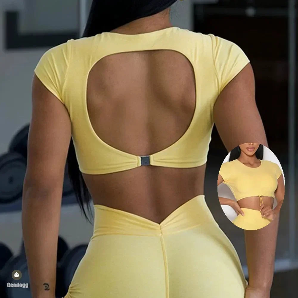 Lace V-Back shorts High waisted hip lifting yoga shorts women's nylon tight fitting shorts training sports fitness pants XP04