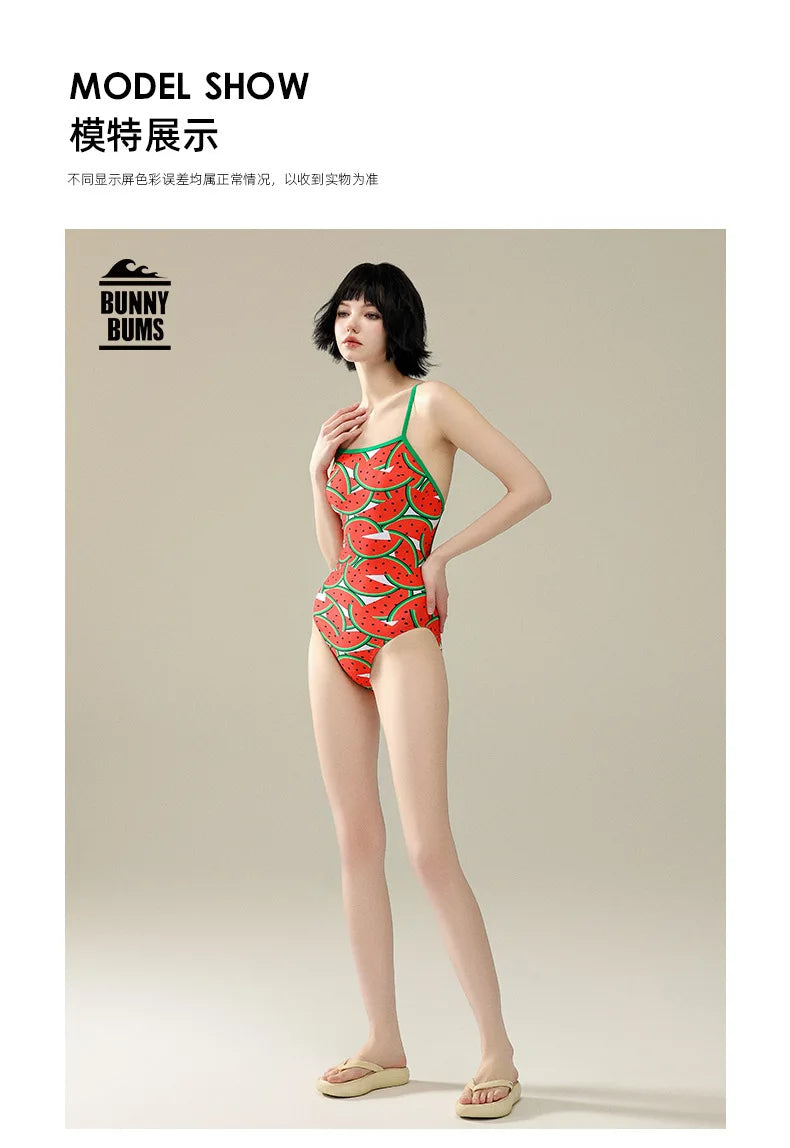 Watermelon Design Racing Swimsuit Women's One-piece Monokini Professional Training Swimming Pool Slimming Fashion Swimsuit