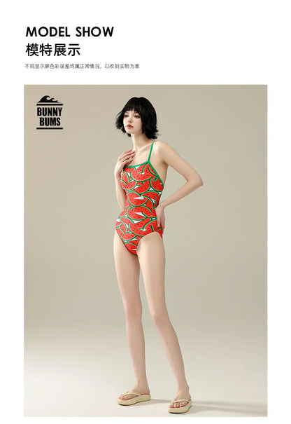 Watermelon Design Racing Swimsuit Women's One-piece Monokini Professional Training Swimming Pool Slimming Fashion Swimsuit