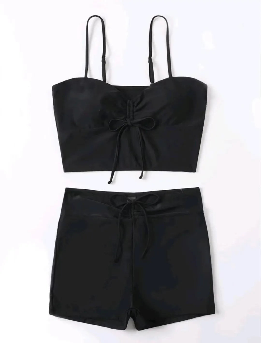 Drawstring Front Shorts Bikinis High Waist Swimsuit Women Swimwear Female Bathers Bathing Swimming Swim Suit Beachwear