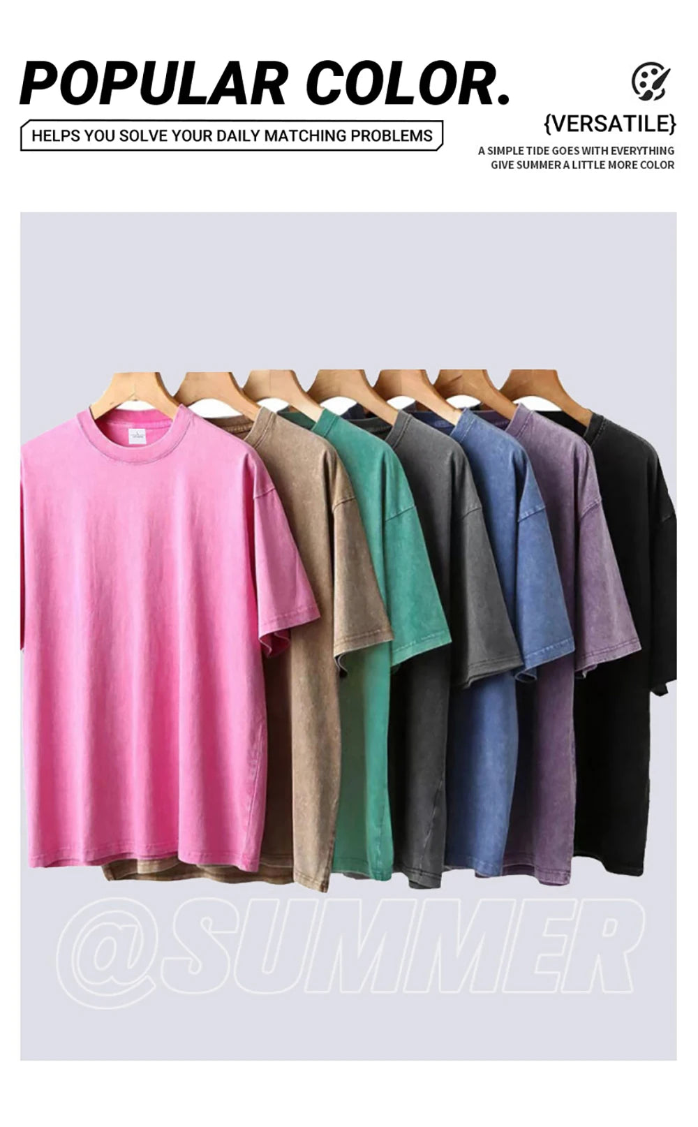 American Style Retro Heavyweight Solid Color Short Sleeved T-shirt Men Women Summer Street Trendy Washed Old Oversized Clothes