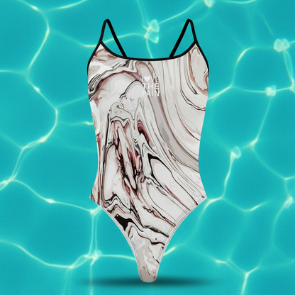 Summer Women Thin Shoulder Straps Monokini Print Swimsuit Women Swimwear Long-Duration Training Bathing Suit Bathers Pool Training Squad