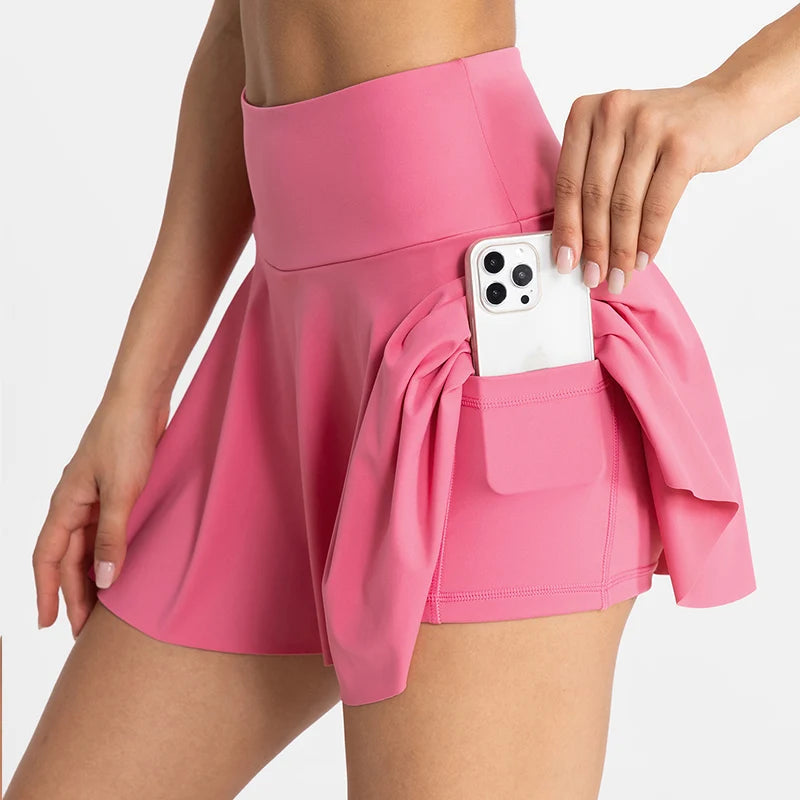 Women's High-Waisted Pleated Tennis Skort with Pocket