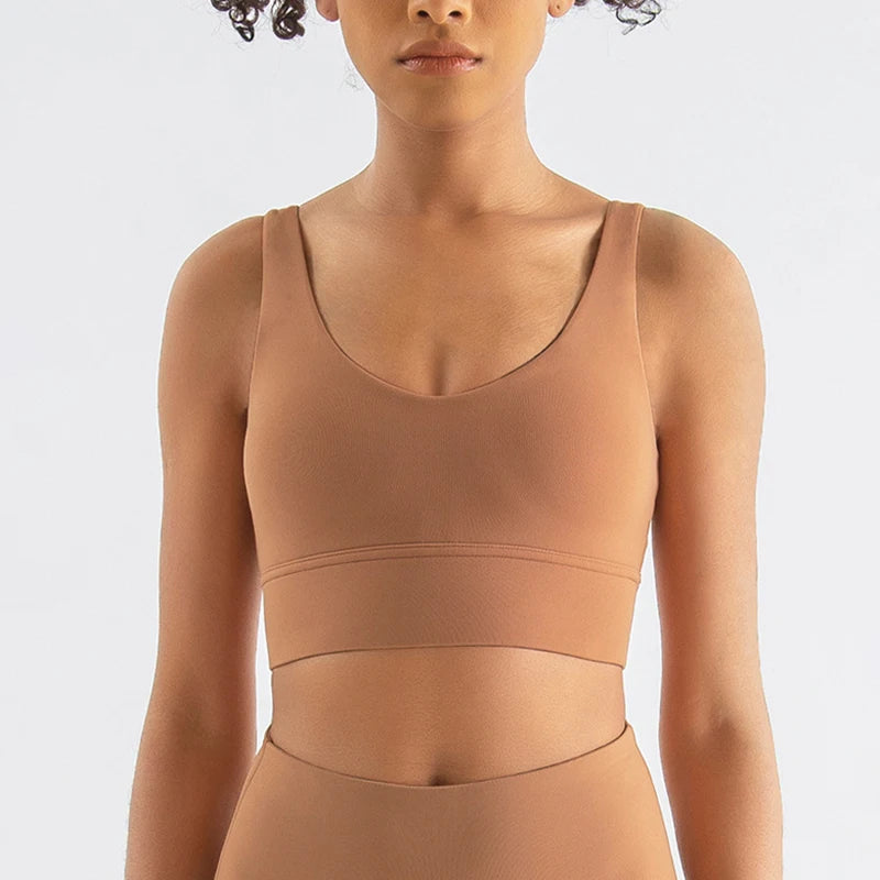 Nylon Bra Top Women Gym Tight Sports Bra Fitness Yoga Women's Underwear Chest Pad Removable Anti-shake Bra 15 Colors