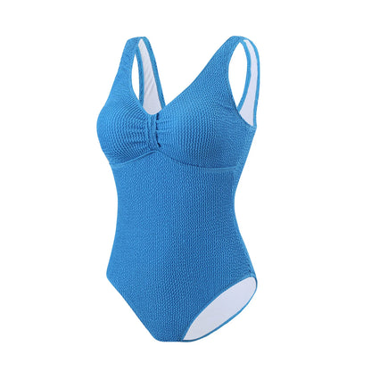 Womens One Piece Swimsuit Swim Leotard Sleeveless Low U Back Soft Cup Textured Monokini Bathing Suit for Beach Tropical Travel