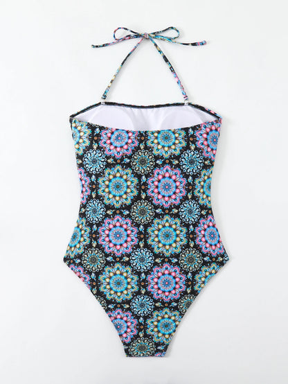Bandeau Swimsuit Women One Piece Printed Swimwear Female Bathers Bathing Swimming Swim Suit Beachwear