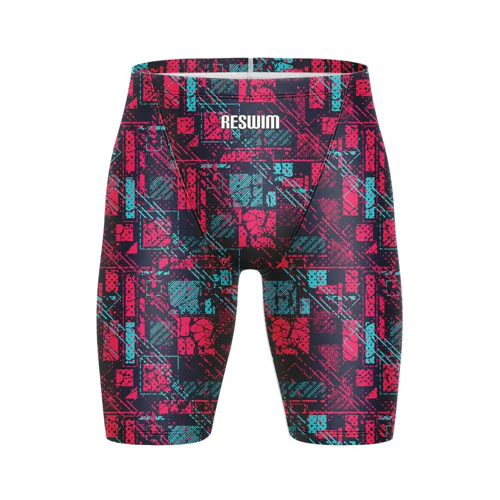 Men's Print Jammer Swimsuit Swimming Trunks Beach Tights Shorts Athletic Training Swimwear Sports Swim Rash Guards Pants