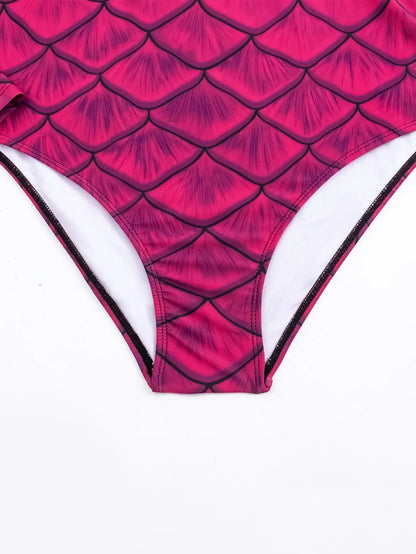 Mermaid Gradient One Piece Swimsuit Zipper Long Sleeve Swimwear Women Bathing Suit Retro Vintage One-piece Surfing Suits Swim Wear Adult