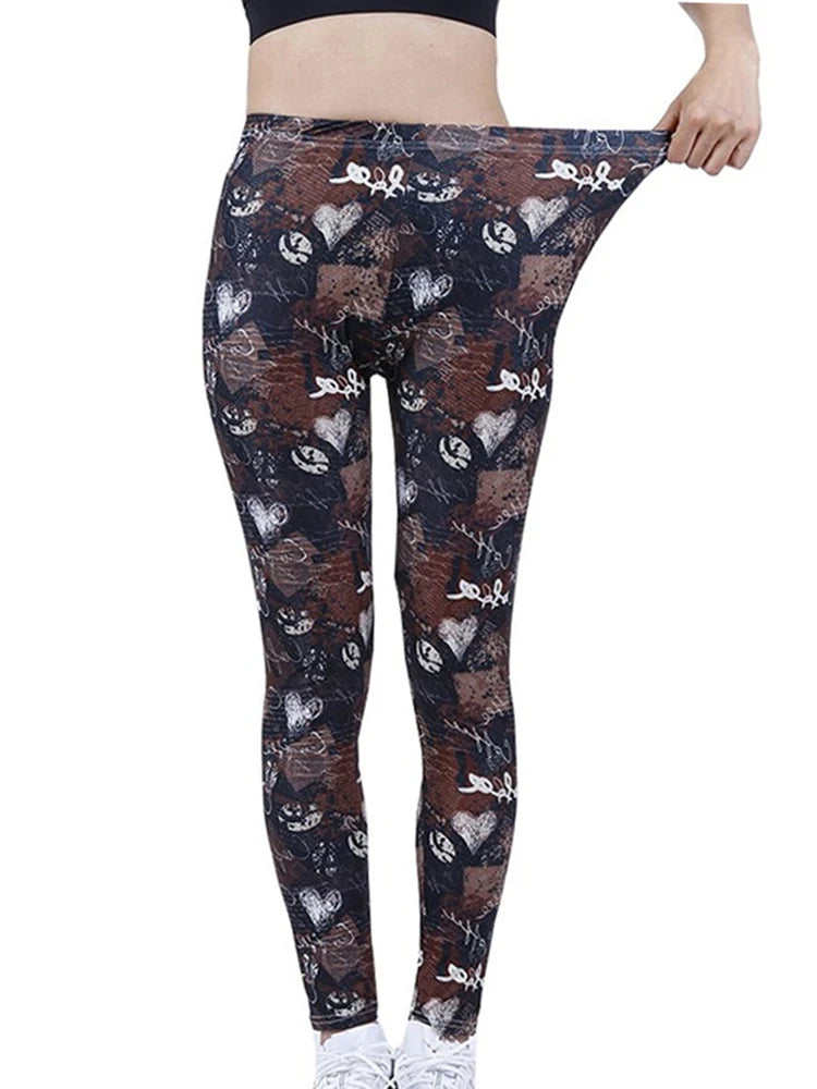 Floral Fashion Women Leggings Beautiful Leaf Floral Printing High Waist Jeggings Stretch Pant