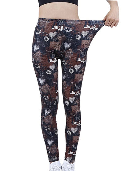 Floral Fashion Women Leggings Beautiful Leaf Floral Printing High Waist Jeggings Stretch Pant