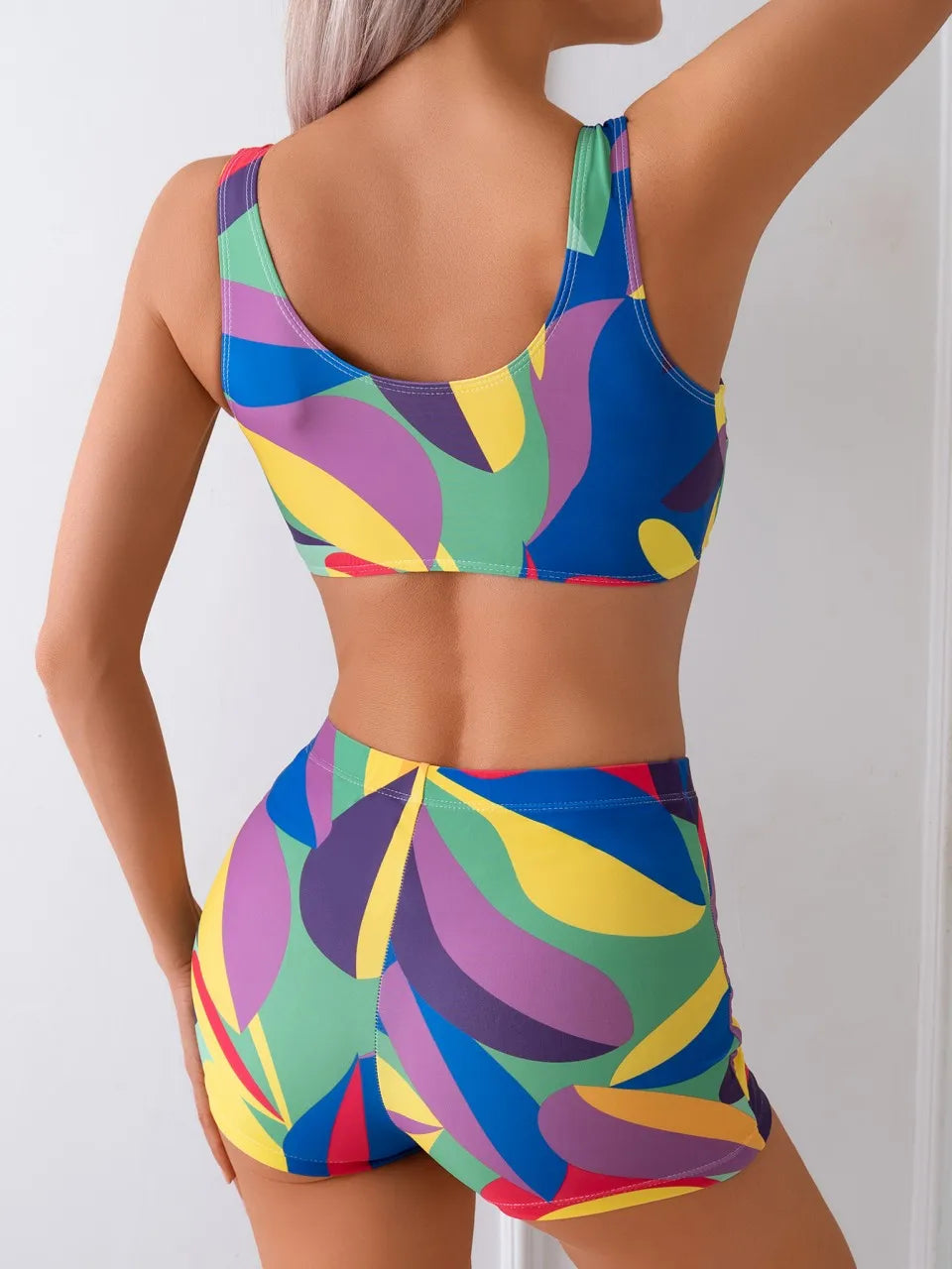 Sports Vest Strappy Bikini  Women High Waist Swimwear Female Printed Swimsuit Bathers Bathing Swimming Suit Beachwear