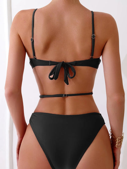 Chain Link Swimsuit Women One Piece Solid Hollow Out Swimwear Female Bathers Bathing Swimming Swim Suit Beachwear