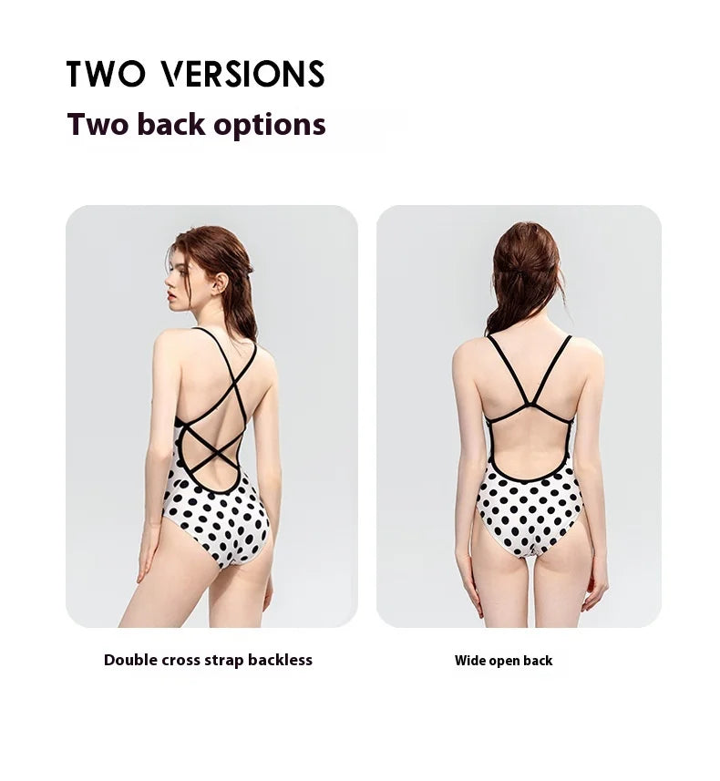 Bunny Bums White with Black Poka Dots One-piece Swimsuit Women Swimwear
