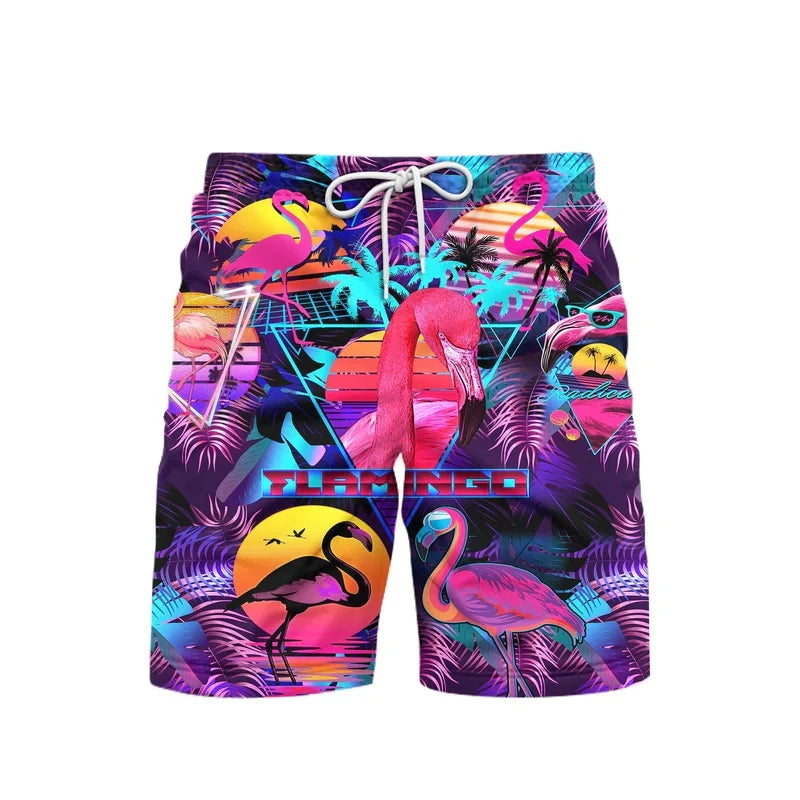 3D Print Neon Pattern Beach Short For Men Summer Hip Hop Personality Food Pattern Music Party Swimming Shorts Quick-drying Trunk