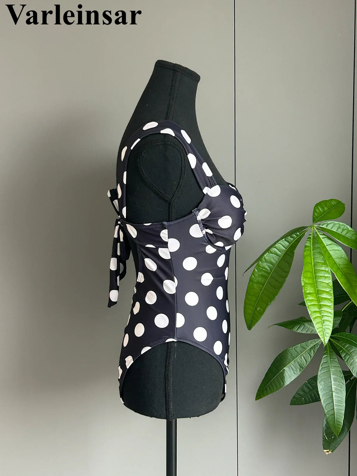 Polka Dots Underwired One Piece Swimsuit Women Swimwear Female Backless Monokini High Leg Cut Bather Bathing Suit Swim