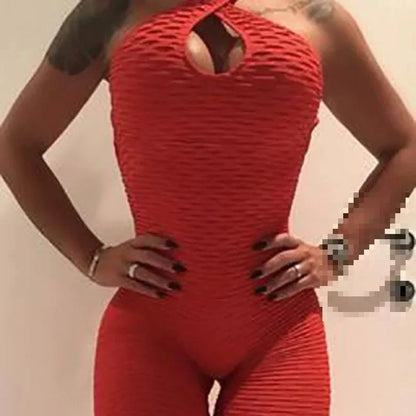 Open-Back Cross-Body Fitness Suit Peach-Shape Sports Bra and Leggings Jumpsuit Women's Tight Sweatshirt for Yoga and Fitness
