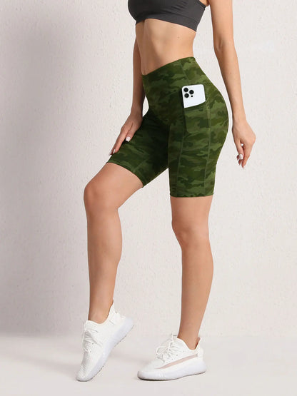 Camouflage Summer Shorts Women Activewear High Waist Pockets Running Outdoors Short Sport Pants Fashion Quick drying