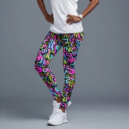 Fitness Leggings High Waist 3D Flowers Pattern Digital Print Casual Trousers Woman's Leggings