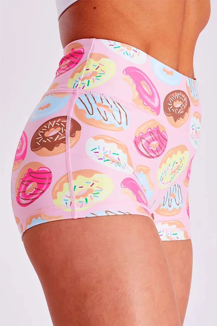 Lightweight Second-Skin Biker Shorts - High Waist Booty Lift Patterned Gym Shorts for Summer Workouts