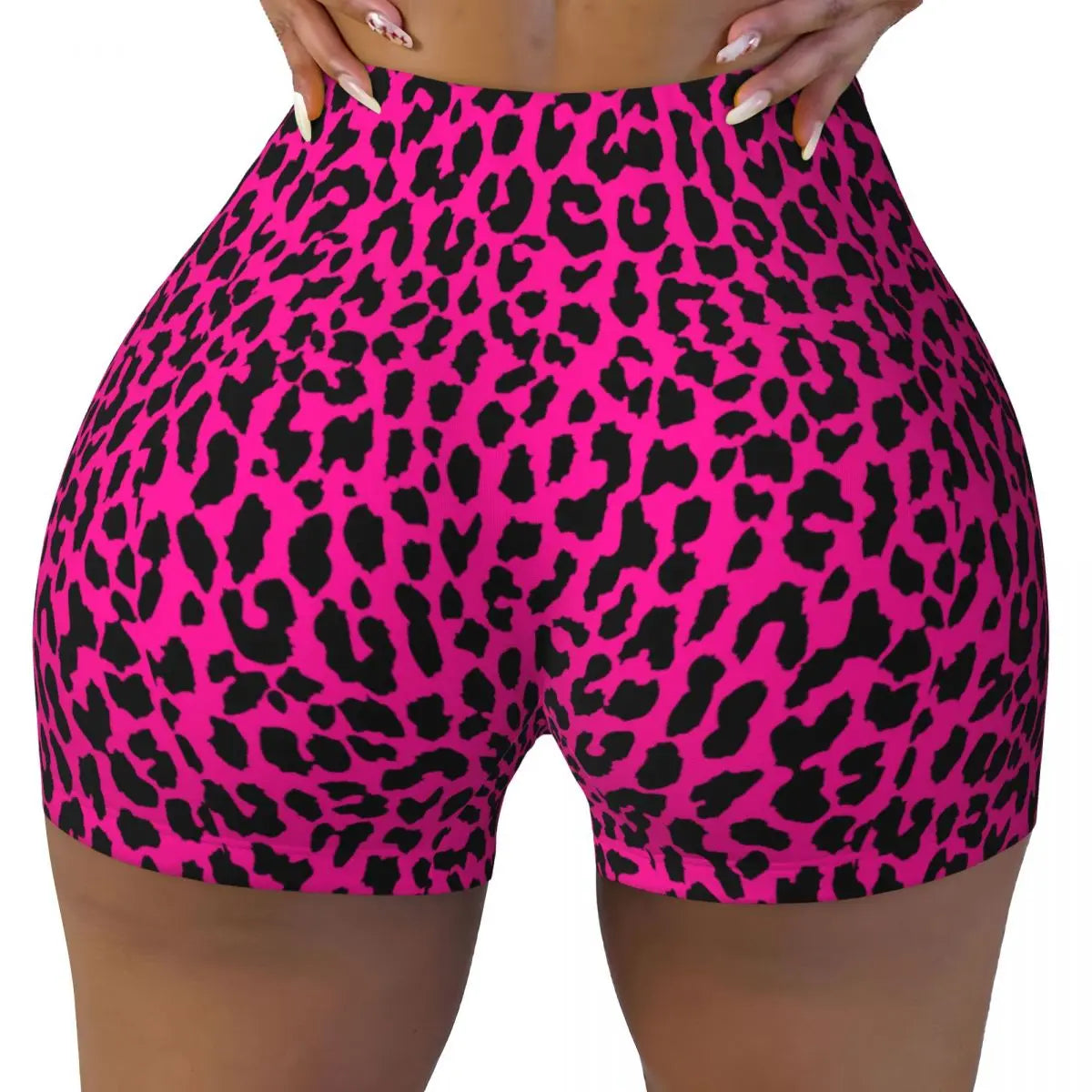 Custom Rainbow Leopard Animal Print Running Volleyball Workout Shorts Women's Athletic Gym Yoga Shorts