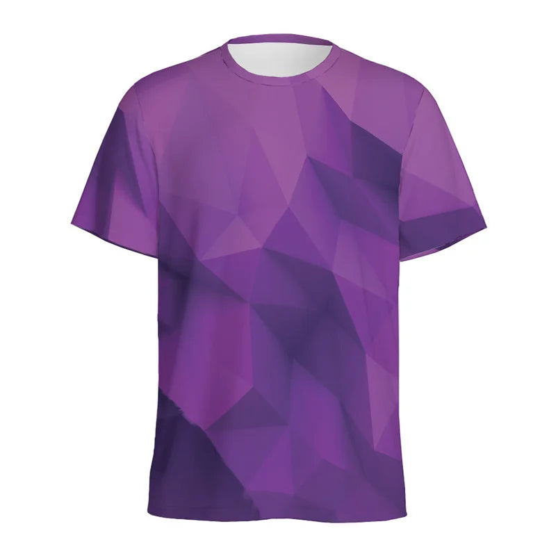 Men's T-Shirts Colorful Polygonal Pattern 3D Print Sports Shirt Woman Gym Summer Short Sleeve Fitness Sportswear Round Neck Tops