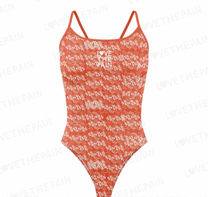 Love The Pain Leopard Print One Piece Swimsuit Thin Straps Versatile V-back Women's Swimwear Monokini Triathlon Swimsuit