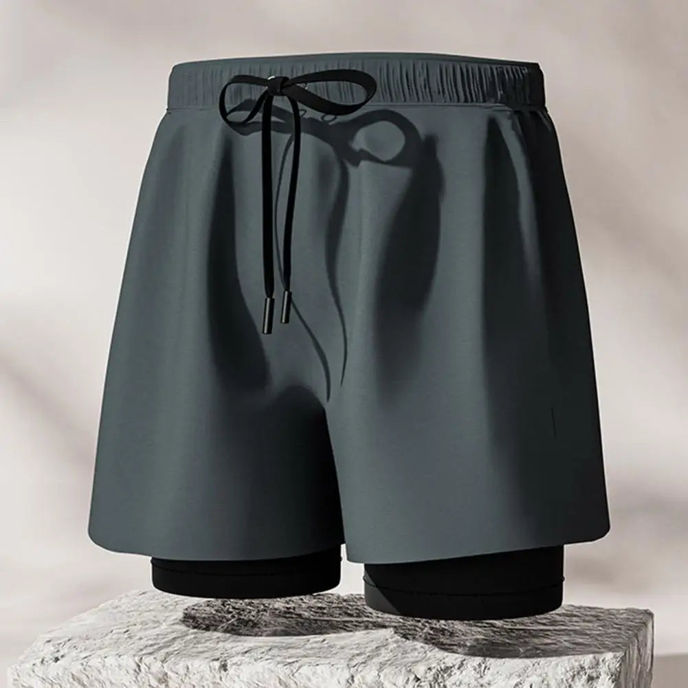 Men Summer Swimming Trucks Elastic Waist Drawstring Printing Swimming Shorts with Supportive Compression Liner Pockets Printing Swimming TrucksL-4XL