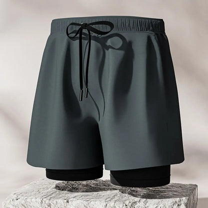 Men Summer Swimming Trucks Elastic Waist Drawstring Printing Swimming Shorts with Supportive Compression Liner Pockets Printing Swimming TrucksL-4XL