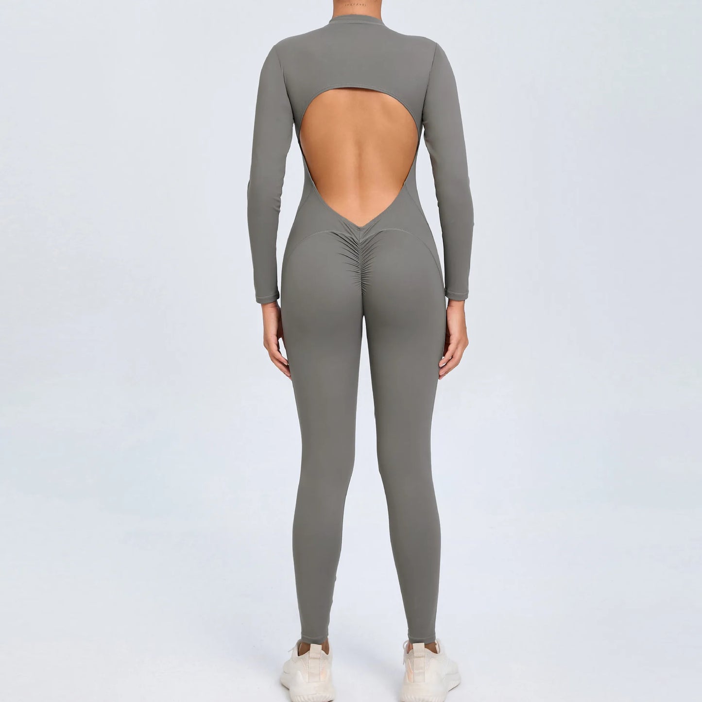 Women Long Sleeve Zipper Jumpsuit One-Piece Zipper Yoga Set Gym Push Up Workout Clothes Fitness Bodysuit Sportswear