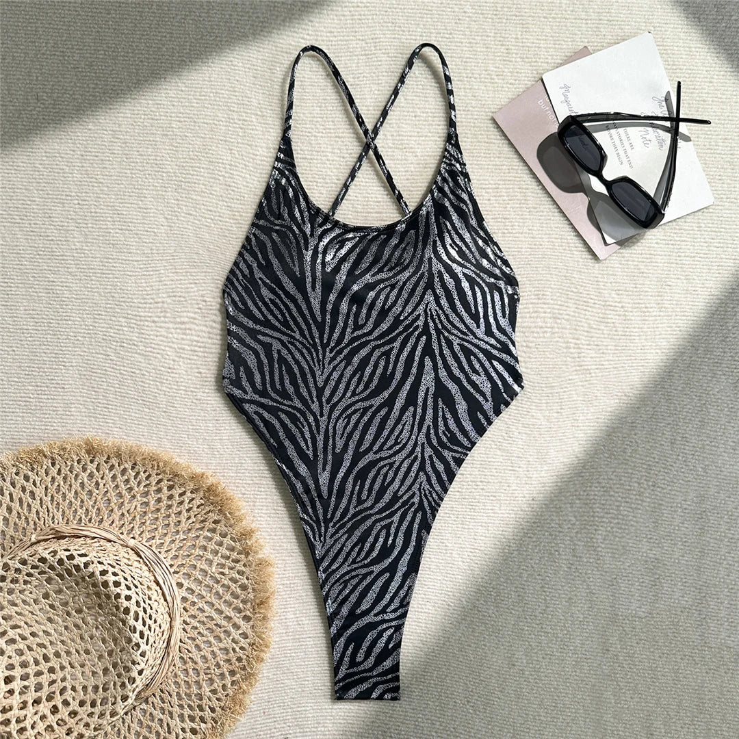 Cross Back High Leg Cut Women Swimwear One Piece Swimsuit Female Extreme String Mini Micro Thong Bather Bathing Suit Swim