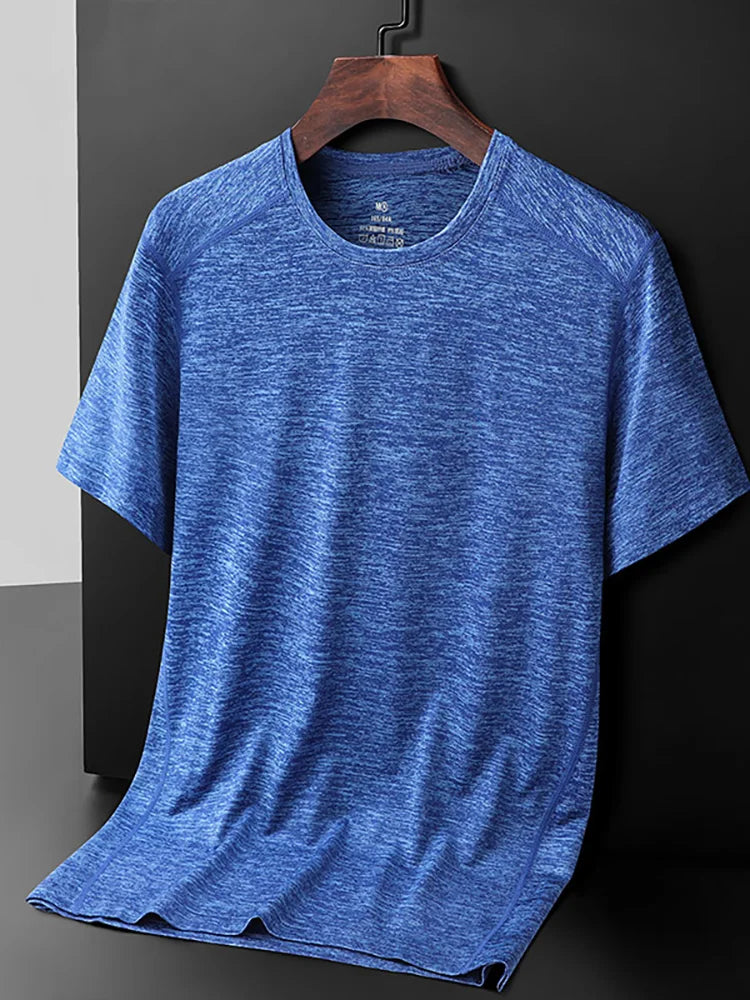 Large Size 6xl 7xl 8xl Mens T Shirt Breathable  Quick Drying Cool Summer T-shirts Sporting Outdoor Ice Silk Tee Tops