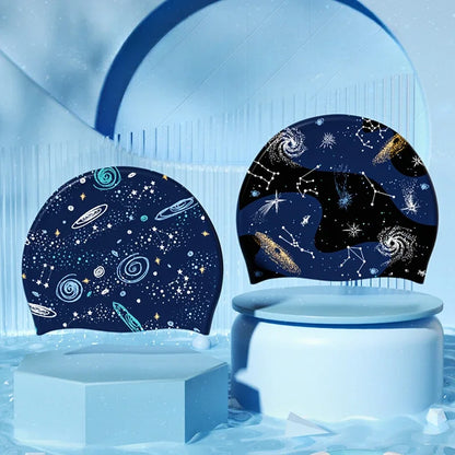 Printed Swim Caps for Kids Large Size Comfortable Silicone Swimming Caps Boys Ear Protection Swim Cap Swimming Pool Accessories