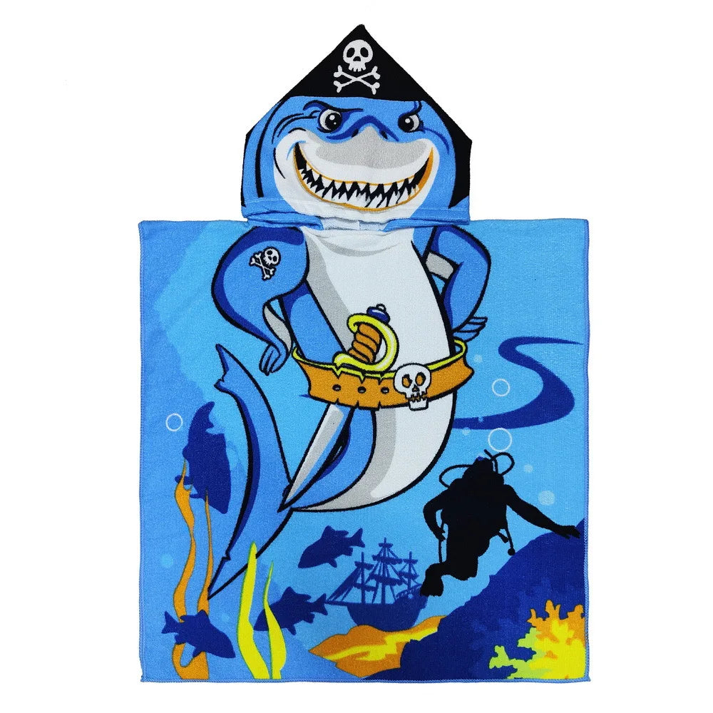 Baby Cartoon Printing Bathrobe Girls Unicorn Beach Towel Boy Shark Dinosaur Bath Towel Kids Hooded Cape Towel Children Bath Item