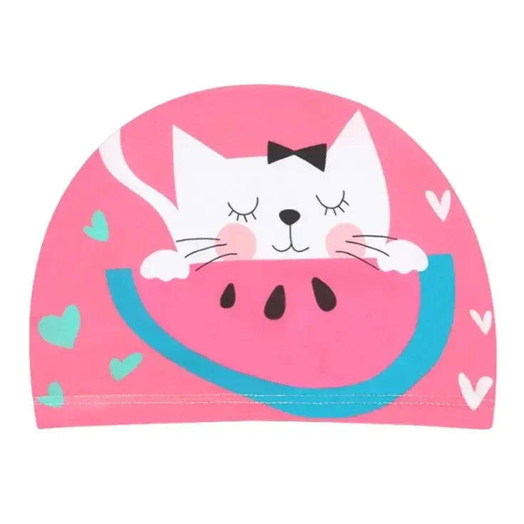 Elastic Fabric Cute Cartoon Swimming Cap for Children Long Hair Lovely Kids Protect Ears Swim Pool Hat for Boys Girls Swim Hat